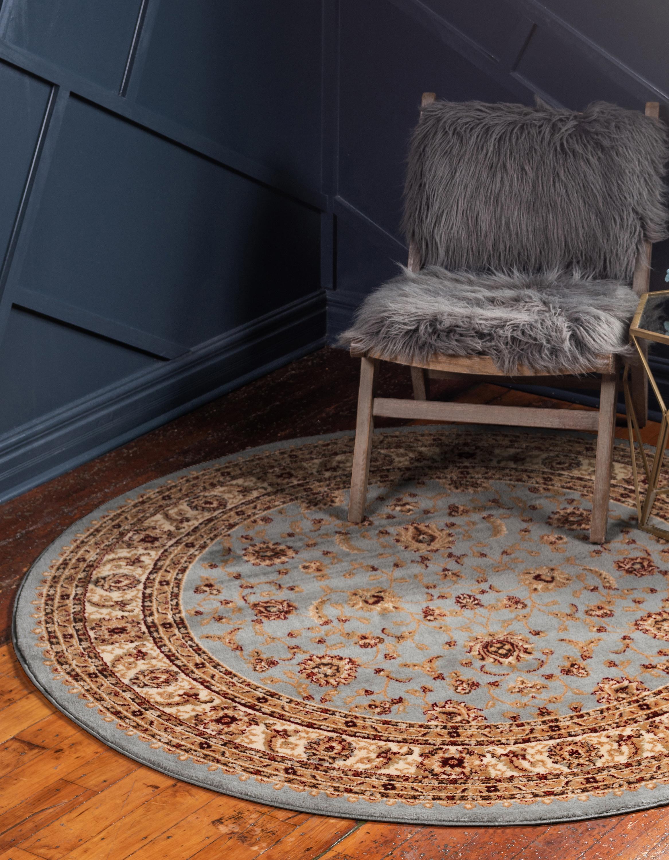 Light Blue 6' x 6' Classic Agra Round Rug eSaleRugs
