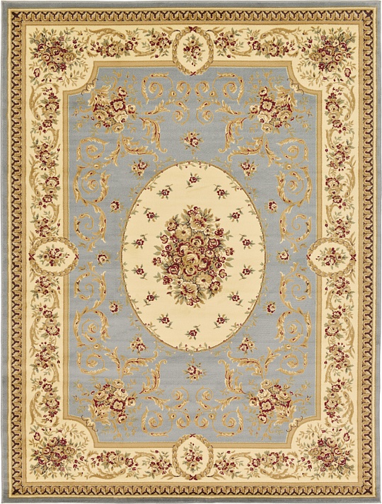 Light Blue 9' x 12' Classic Aubusson Rug Area Rugs eSaleRugs