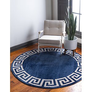 6' x 6' Greek Key Round Rug