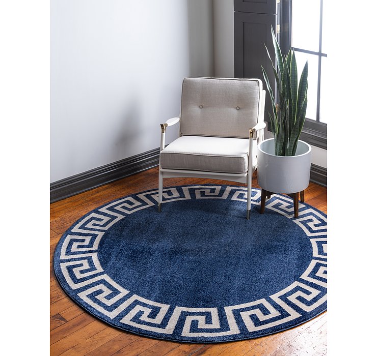 6' x 6' Greek Key Round Rug