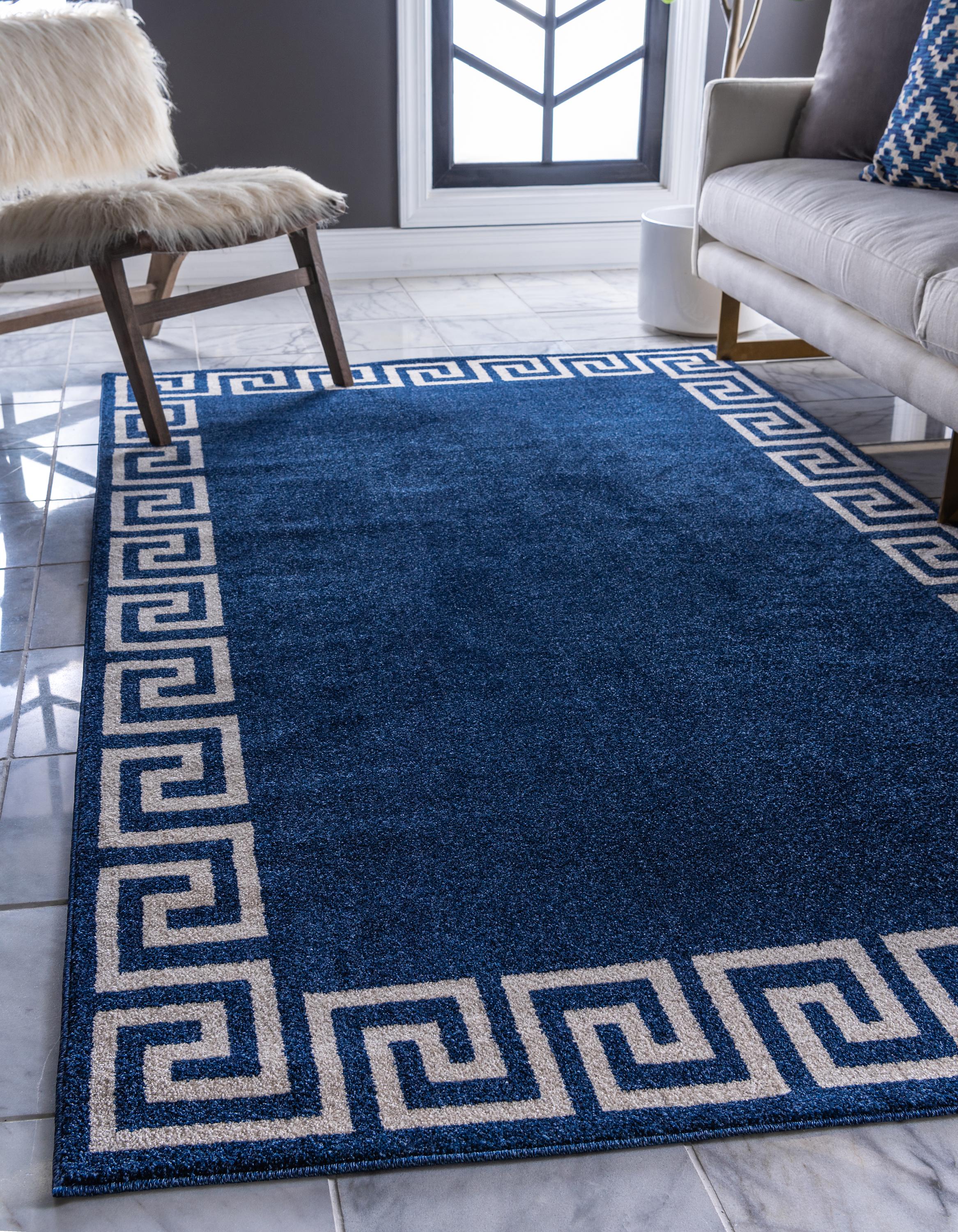 Navy Blue 5 X 8 Greek Key Rug Erugs