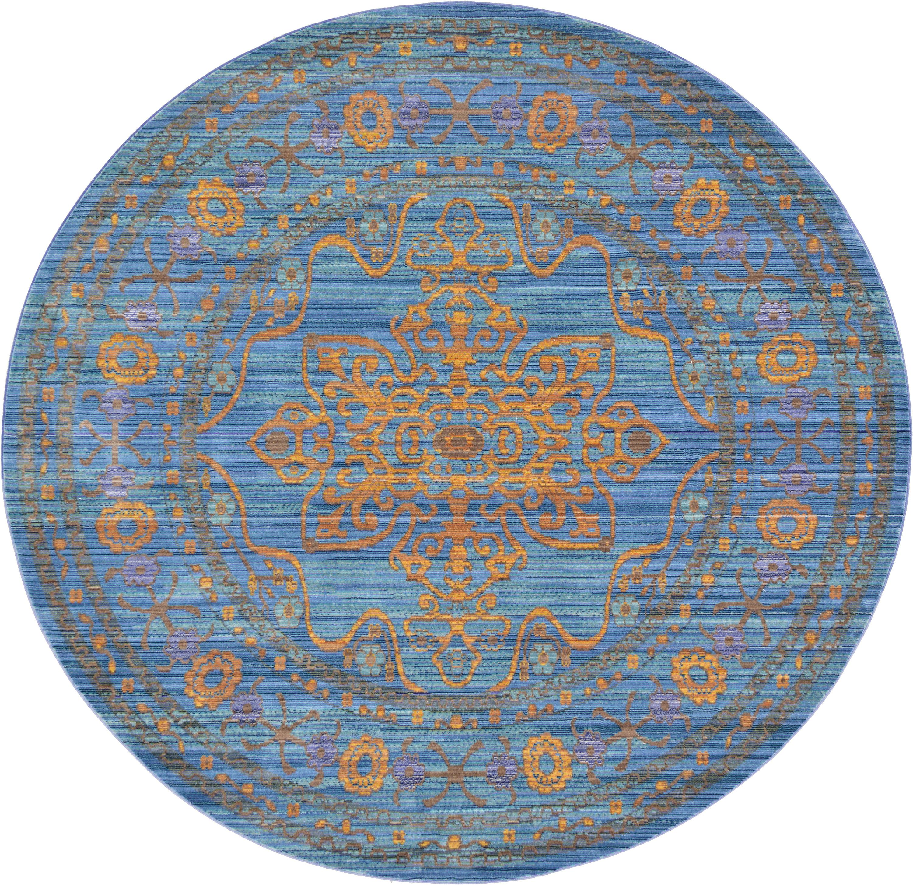 Blue 6' x 6' Aqua Round Rug eSaleRugs