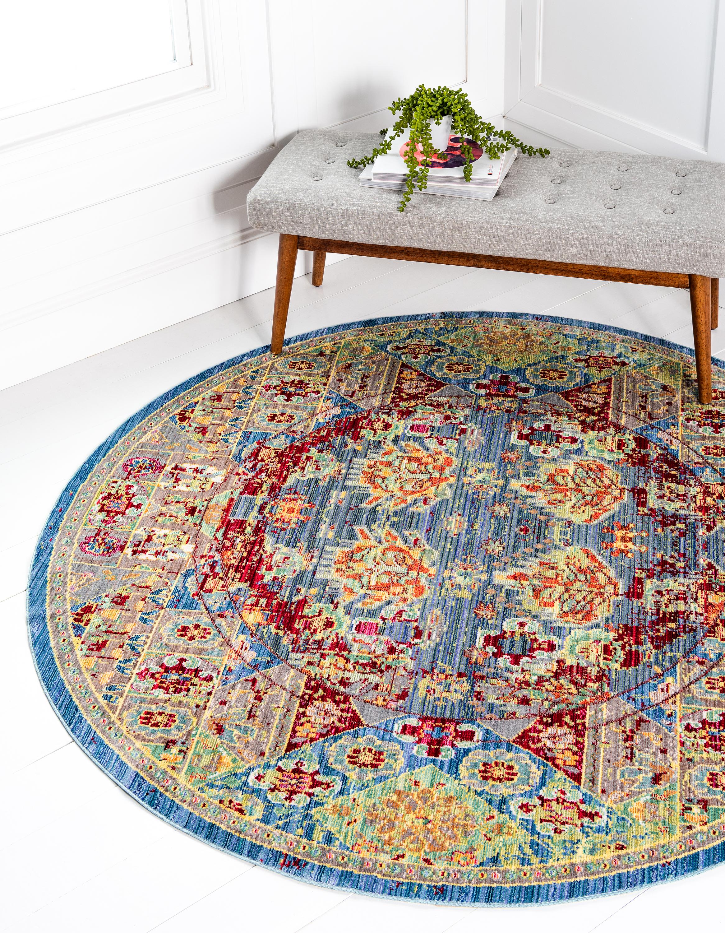 Blue 6' x 6' Aqua Round Rug Area Rugs eSaleRugs