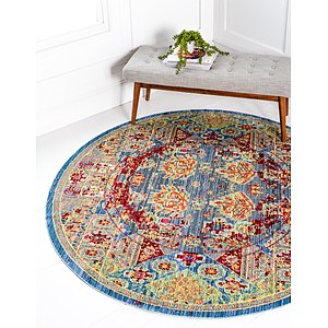 6' x 6' Aqua Round Rug