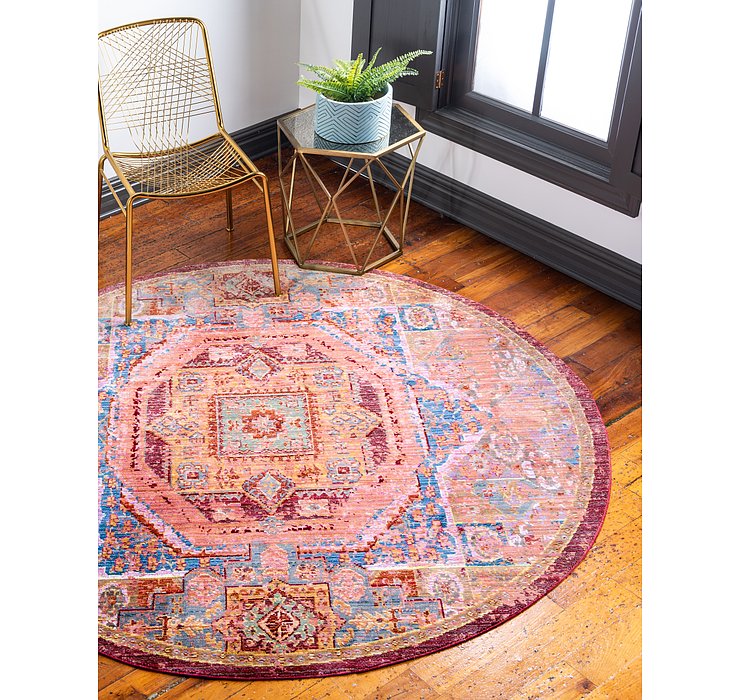 6' x 6' Aqua Round Rug