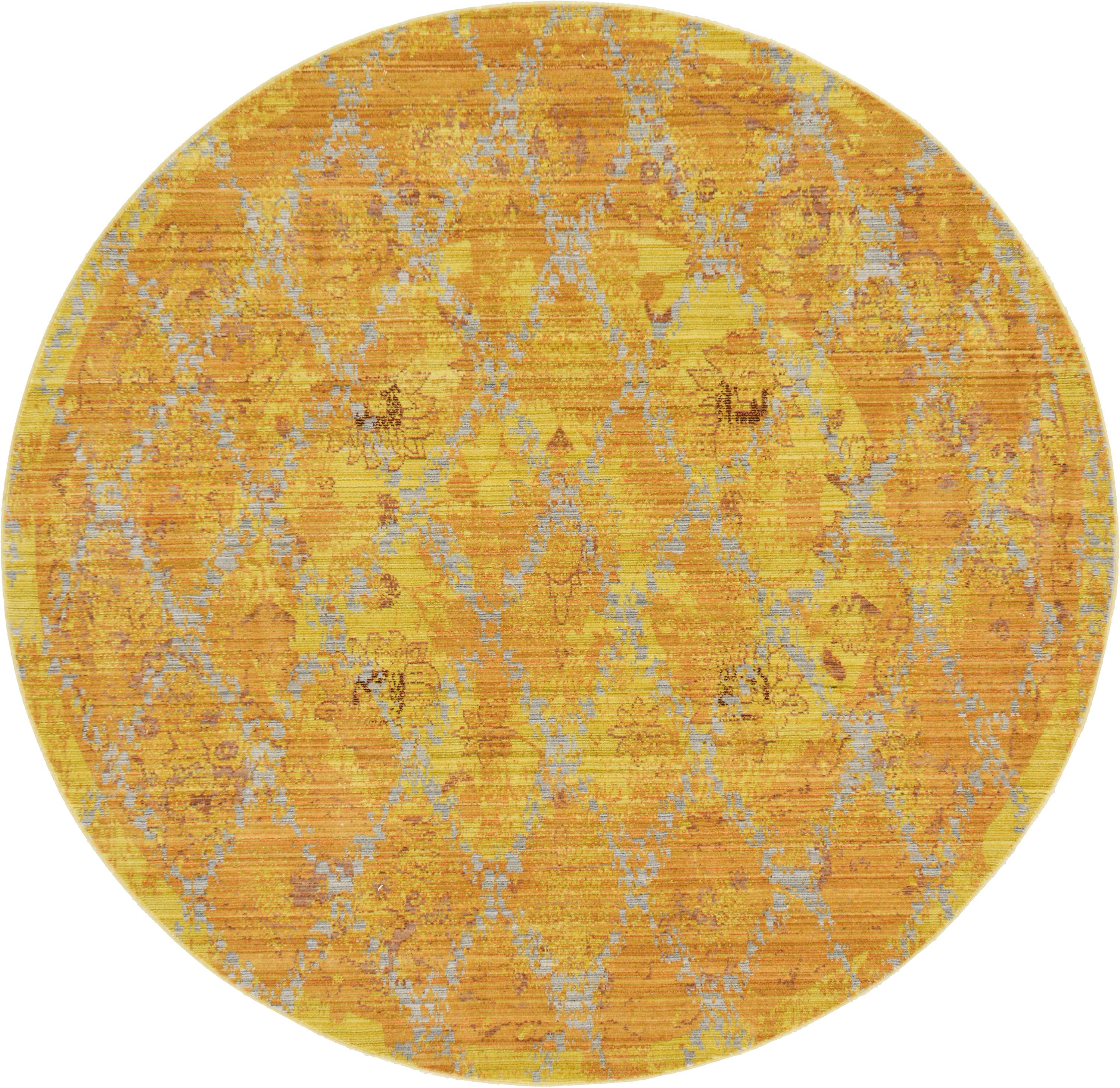 Gold 6' x 6' Aqua Round Rug eSaleRugs