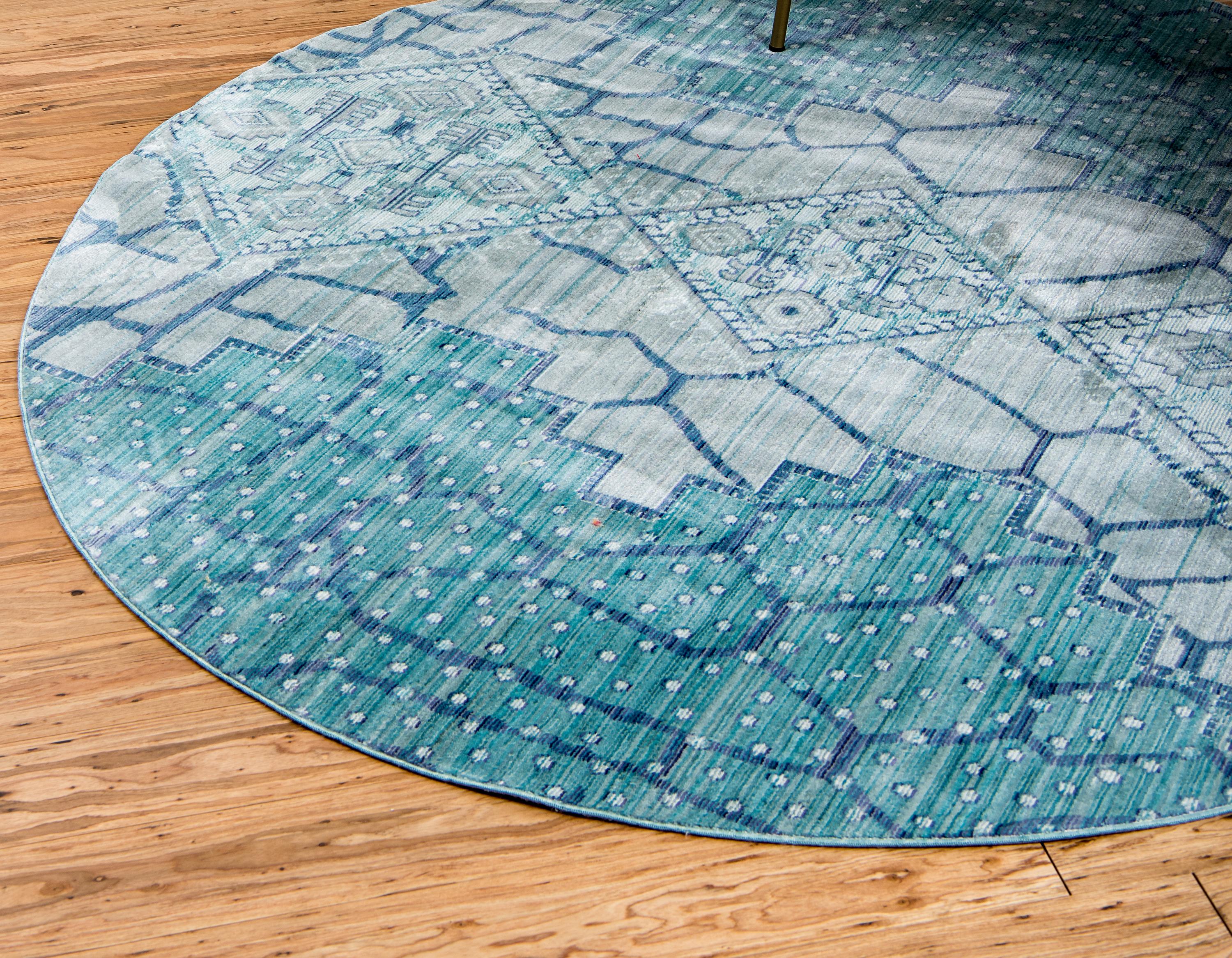 Blue 6' x 6' Aqua Round Rug eSaleRugs