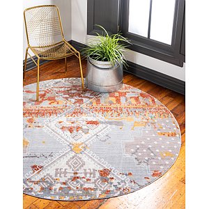 6' x 6' Aqua Round Rug