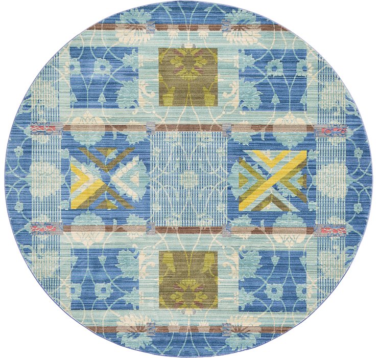 6' x 6' Aqua Round Rug