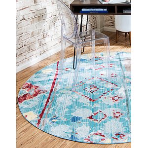 6' x 6' Aqua Round Rug