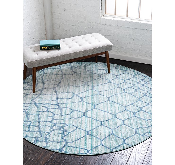 6' x 6' Aqua Round Rug