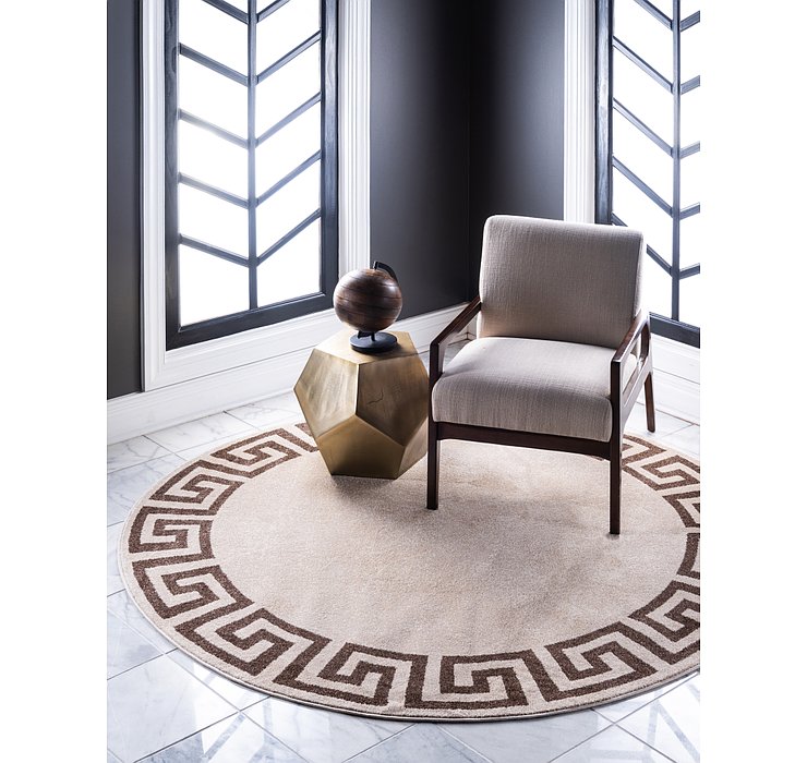 6' x 6' Greek Key Round Rug