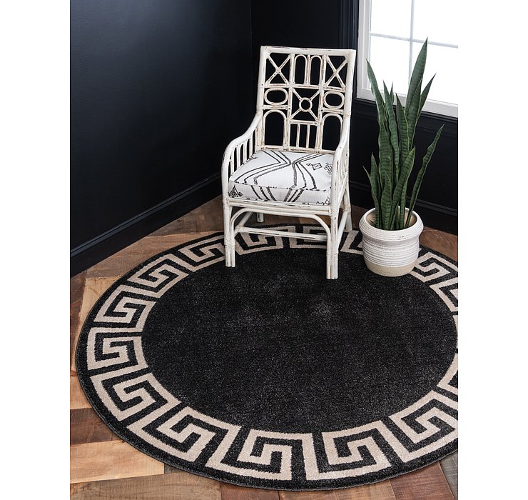6' x 6' Greek Key Round Rug