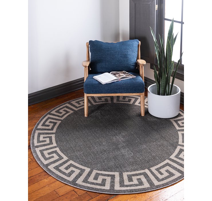 6' x 6' Greek Key Round Rug