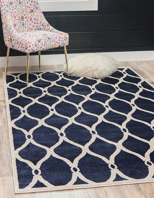 Navy Blue 5' x 8' Trellis Rug Area Rugs eSaleRugs