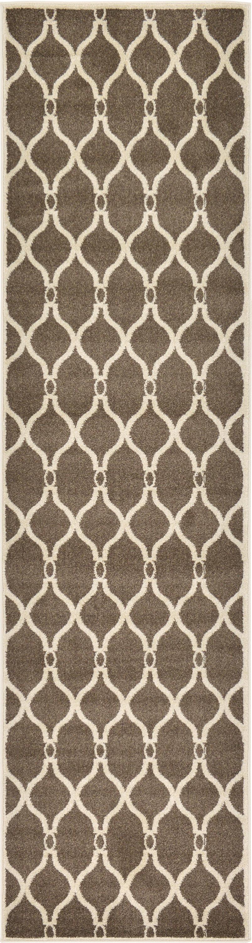 Brown 2' 7 x 10' Trellis Runner Rug eSaleRugs
