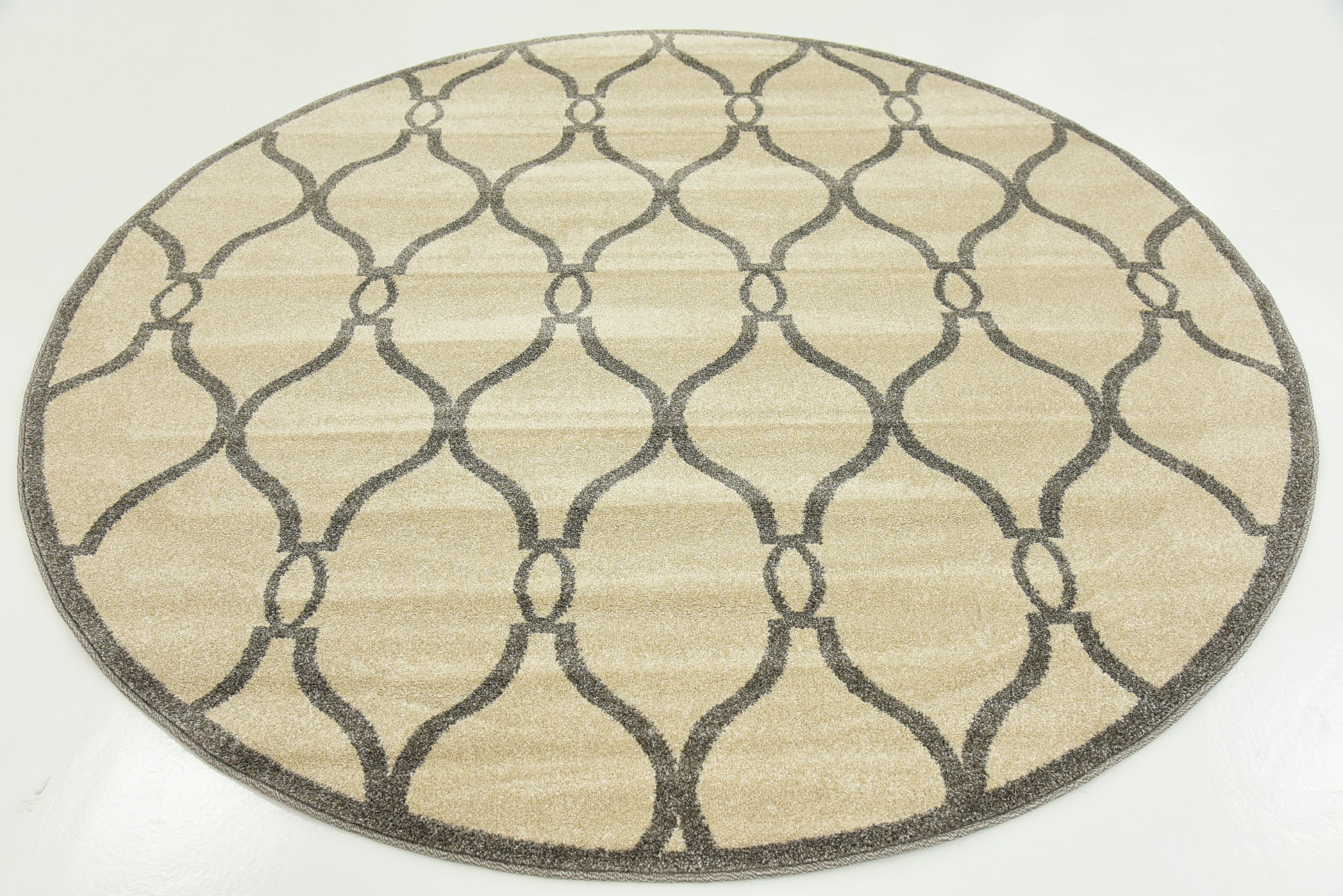 Cream 6' x 6' Trellis Round Rug Area Rugs eSaleRugs