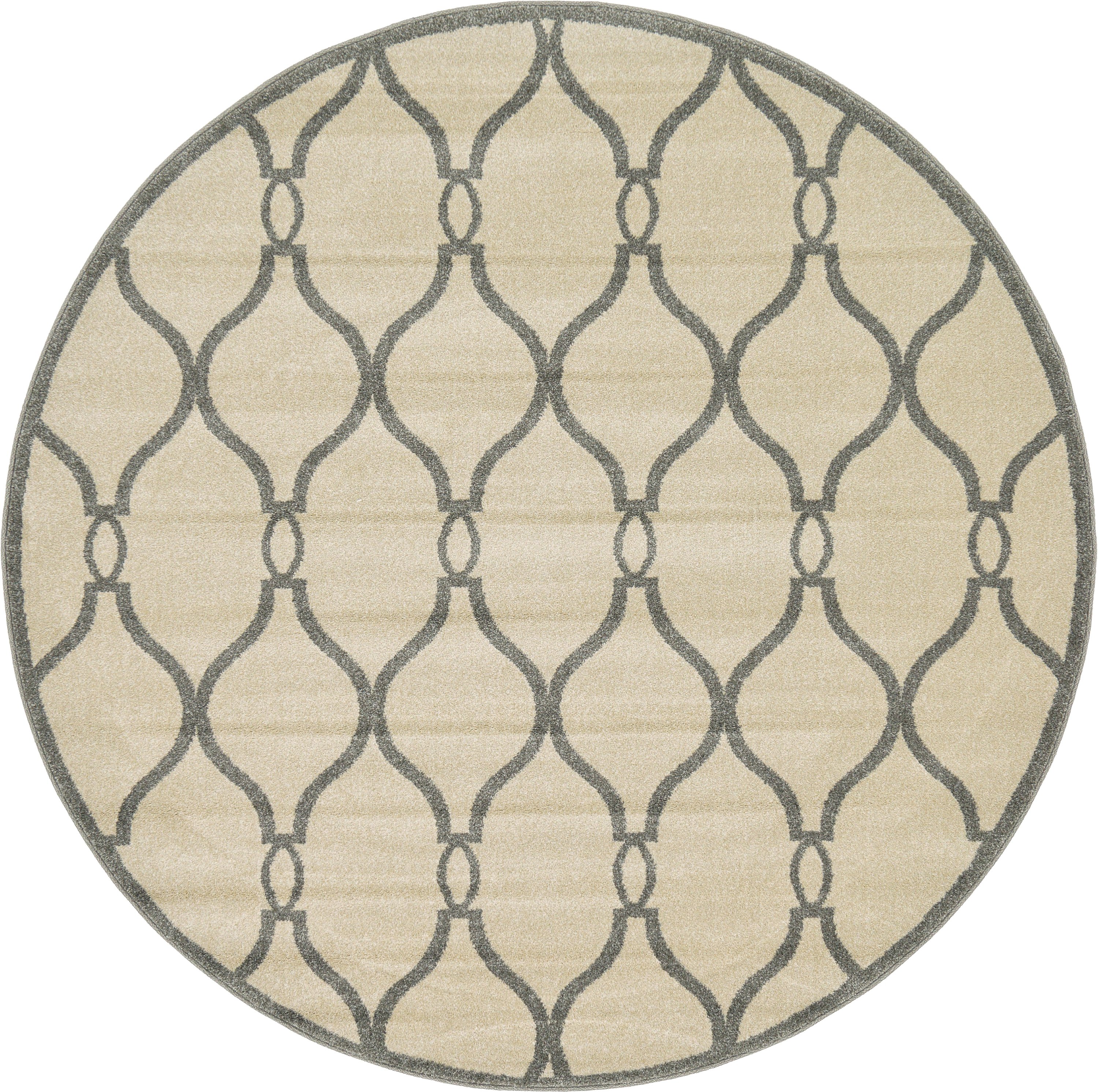 Cream 6' x 6' Trellis Round Rug Area Rugs eSaleRugs
