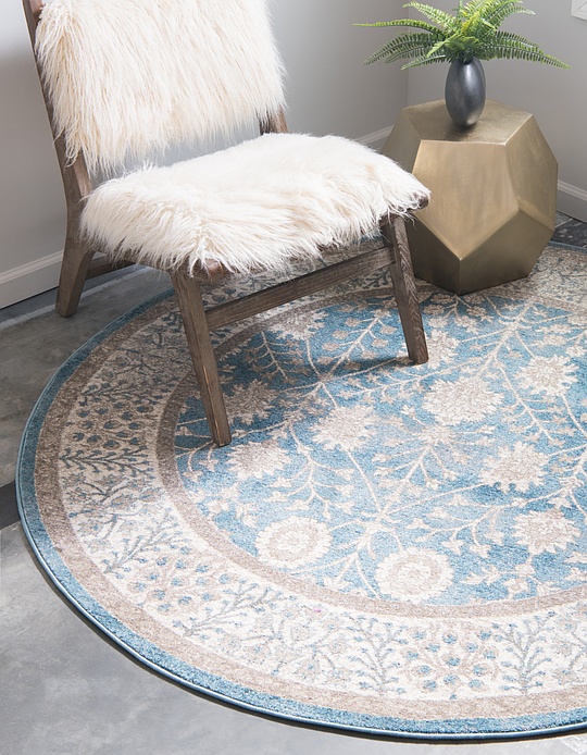 Light Blue 220cm x 220cm Vienna Round Rug Area Rugs AU Rugs