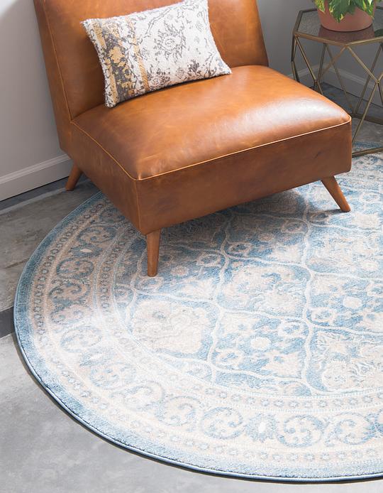 Light Blue 245cm x 245cm Vienna Round Rug Area Rugs AU Rugs