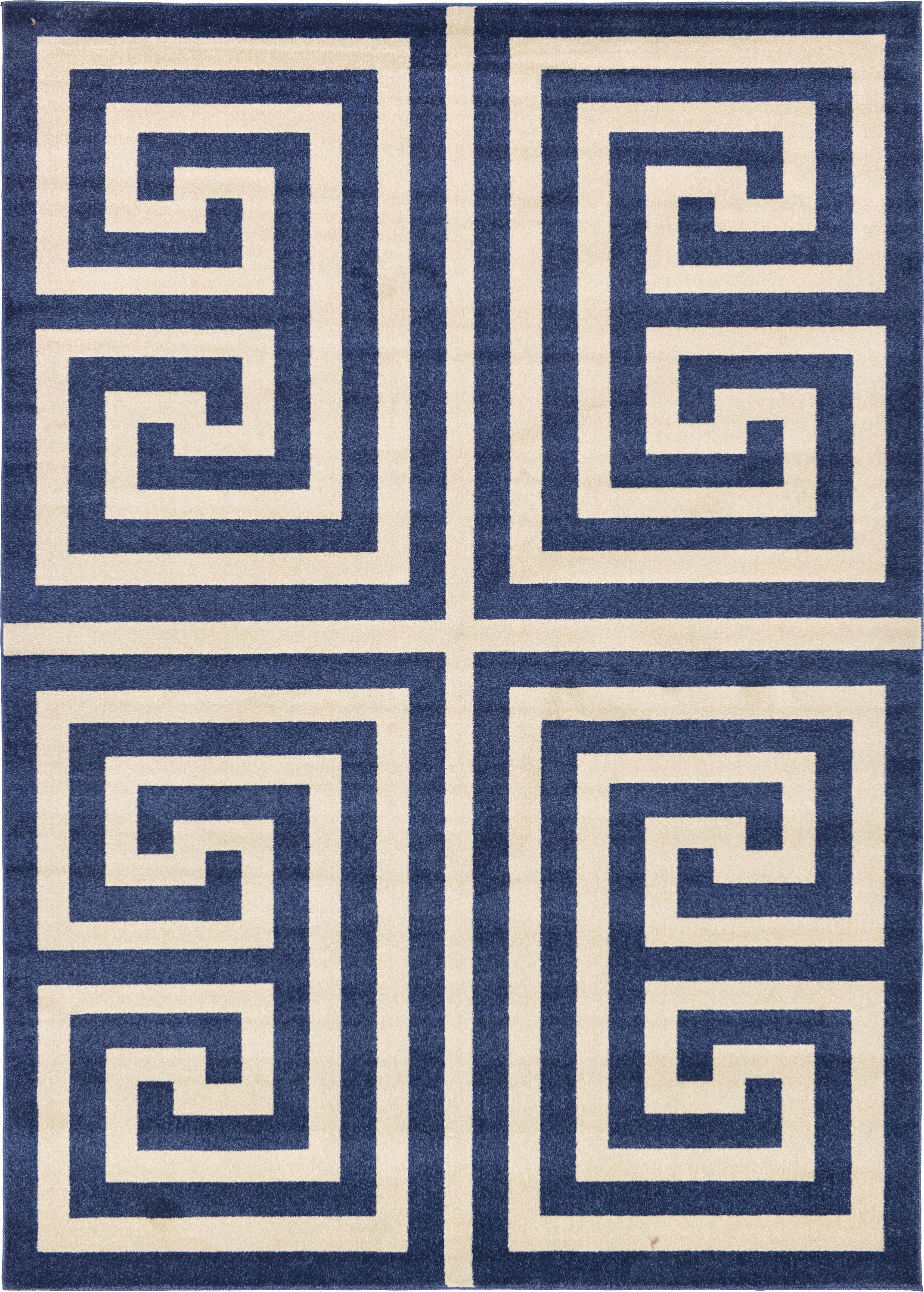 Navy Blue 7' x 10' Greek Key Rug eSaleRugs