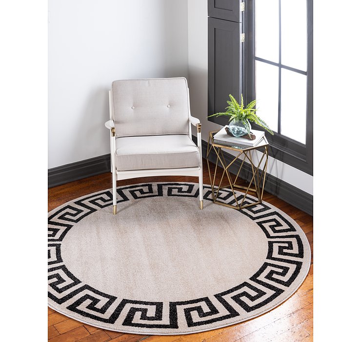 8' x 8' Greek Key Round Rug