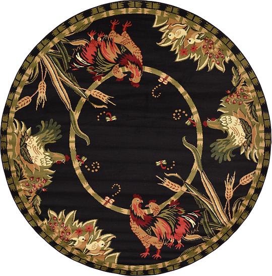 Black 8' x 8' Country Round Rug Area Rugs eSaleRugs