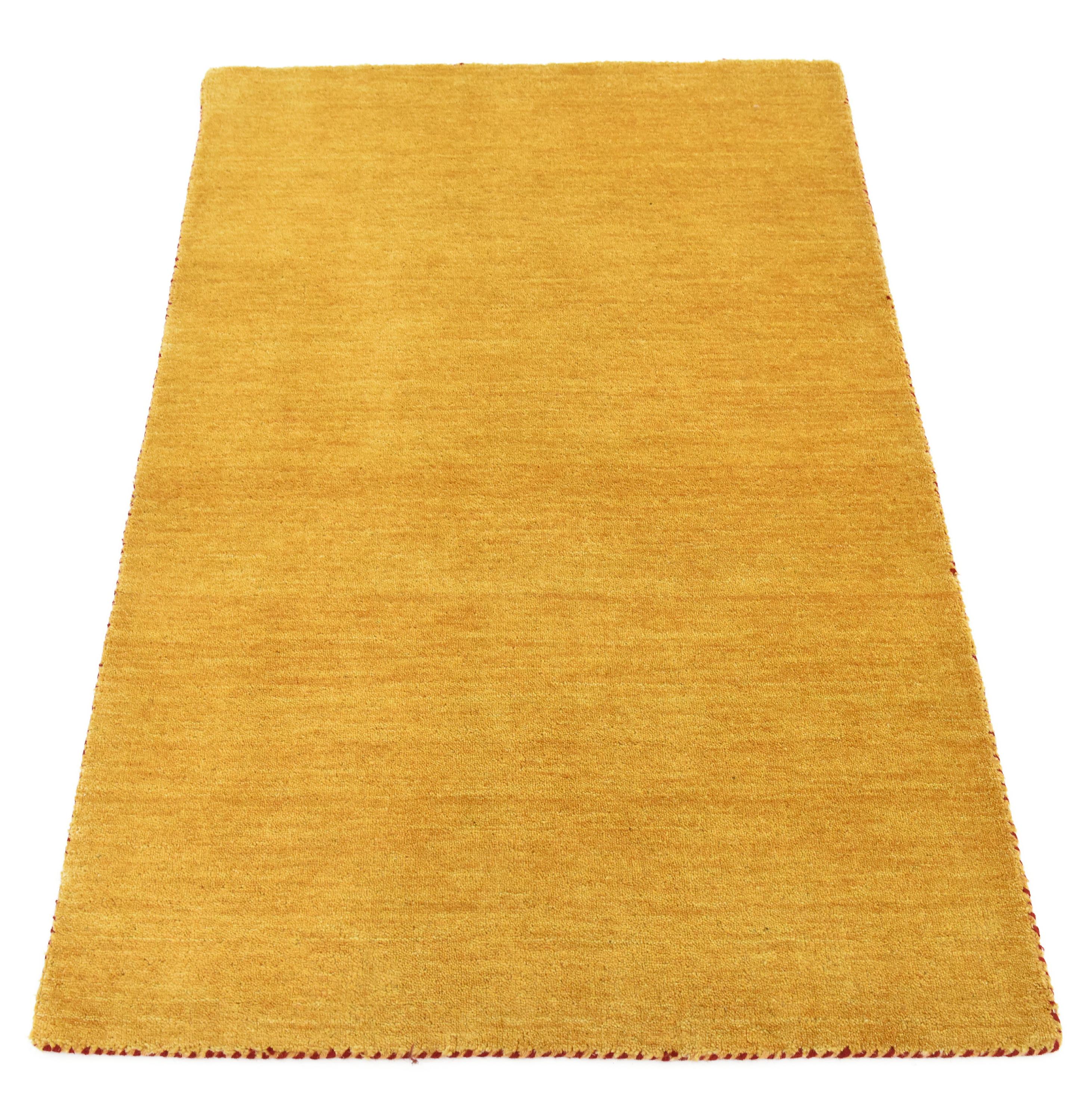 Gold 3' 3 x 5' 3 Solid Gabbeh Rug iRugs UK