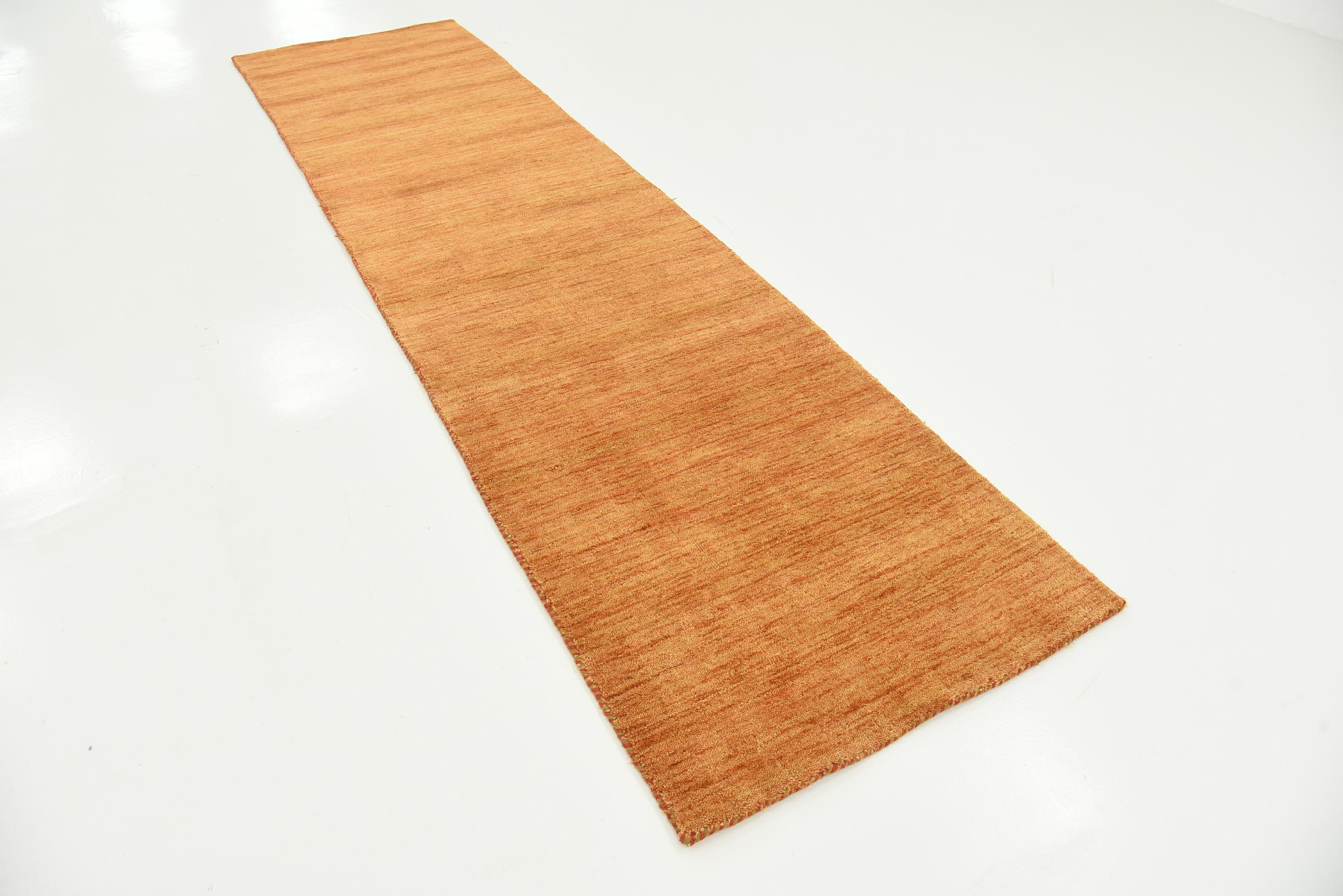 Orange 2' 7 x 9' 10 Solid Gabbeh Runner Rug eSaleRugs