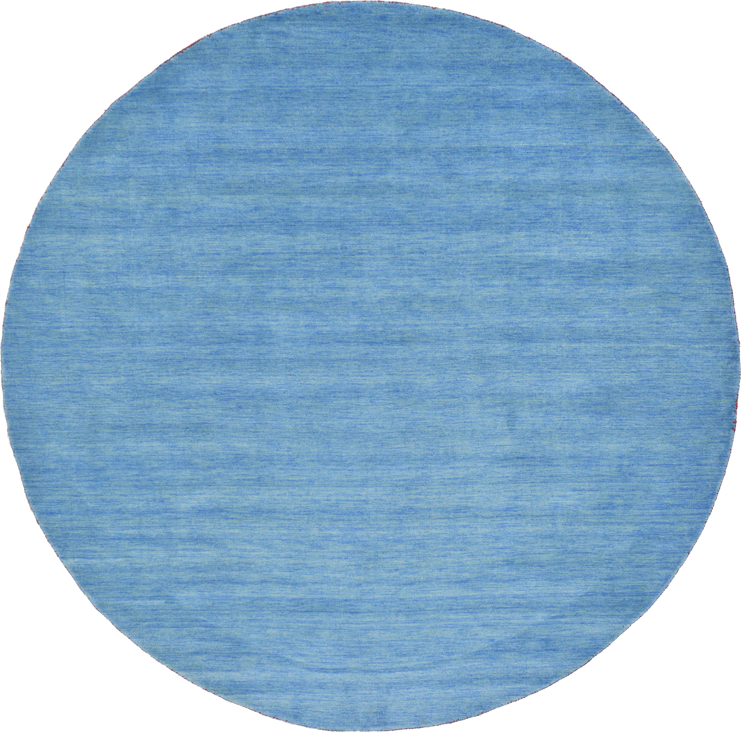 Light Blue 9' 10 x 9' 10 Solid Gabbeh Round Rug eSaleRugs