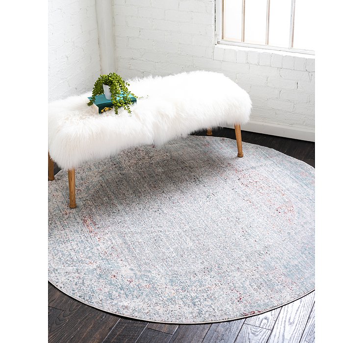 6' x 6' Aqua Round Rug