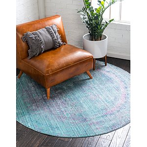 6' x 6' Aqua Round Rug