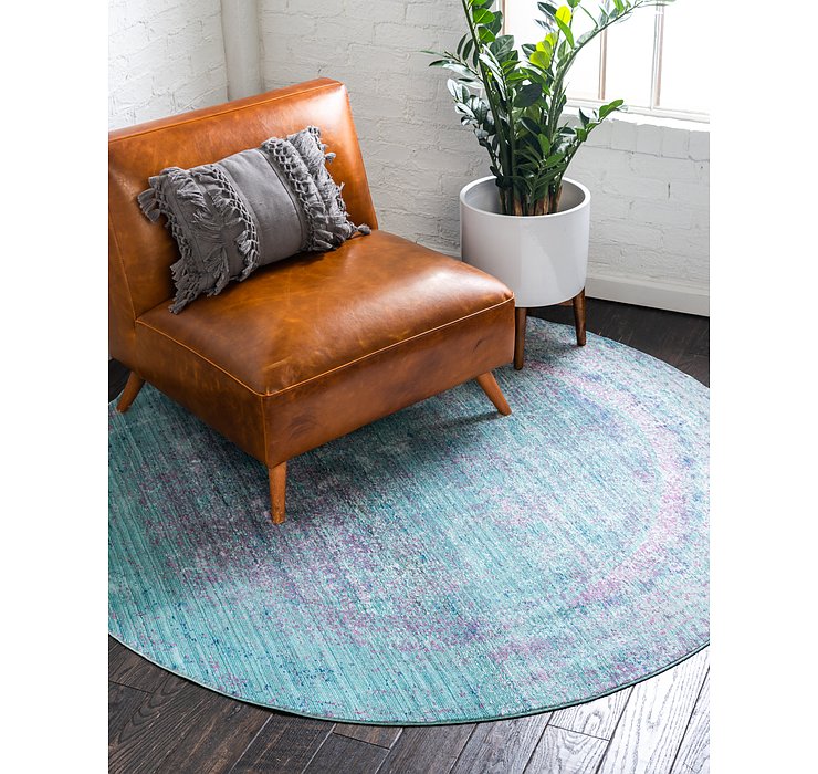 6' x 6' Aqua Round Rug