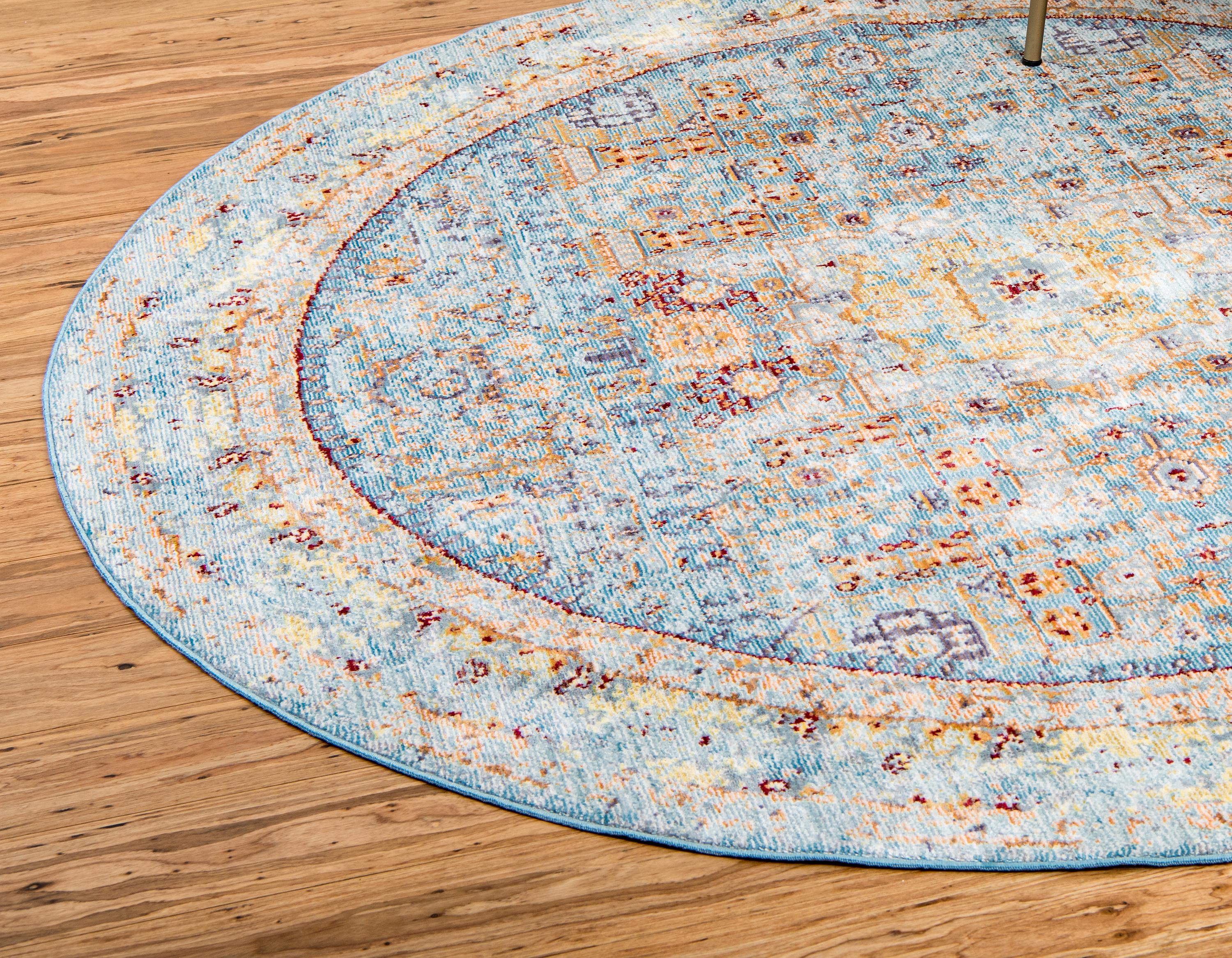 Light Blue 6' x 6' Aqua Round Rug eSaleRugs