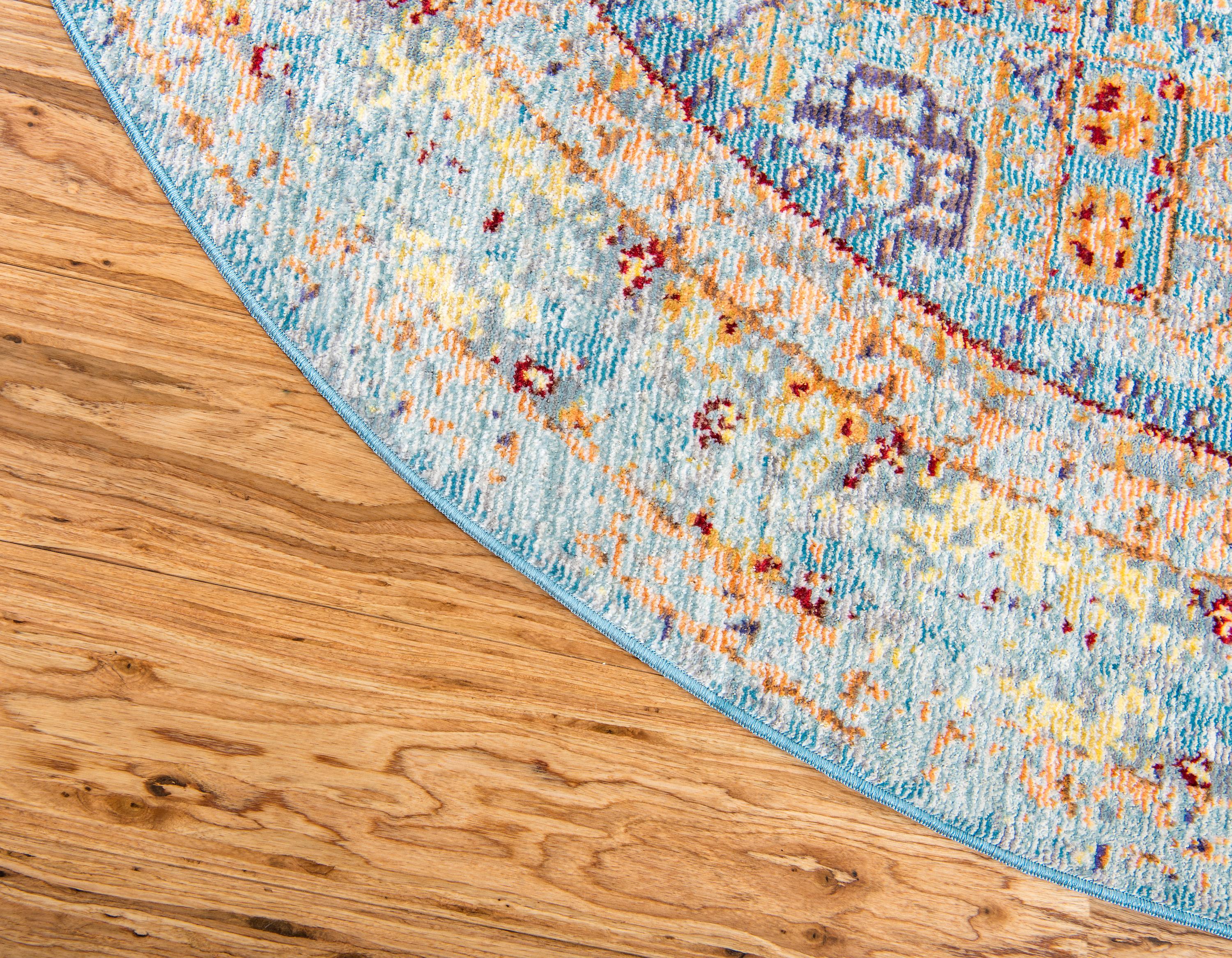 Light Blue 6' x 6' Aqua Round Rug eSaleRugs