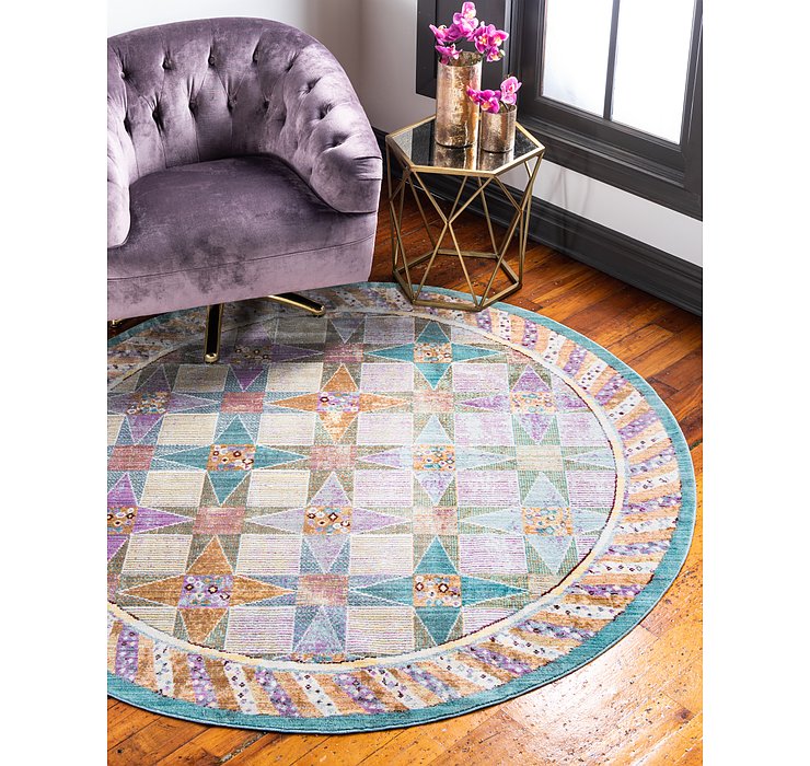 6' x 6' Aqua Round Rug