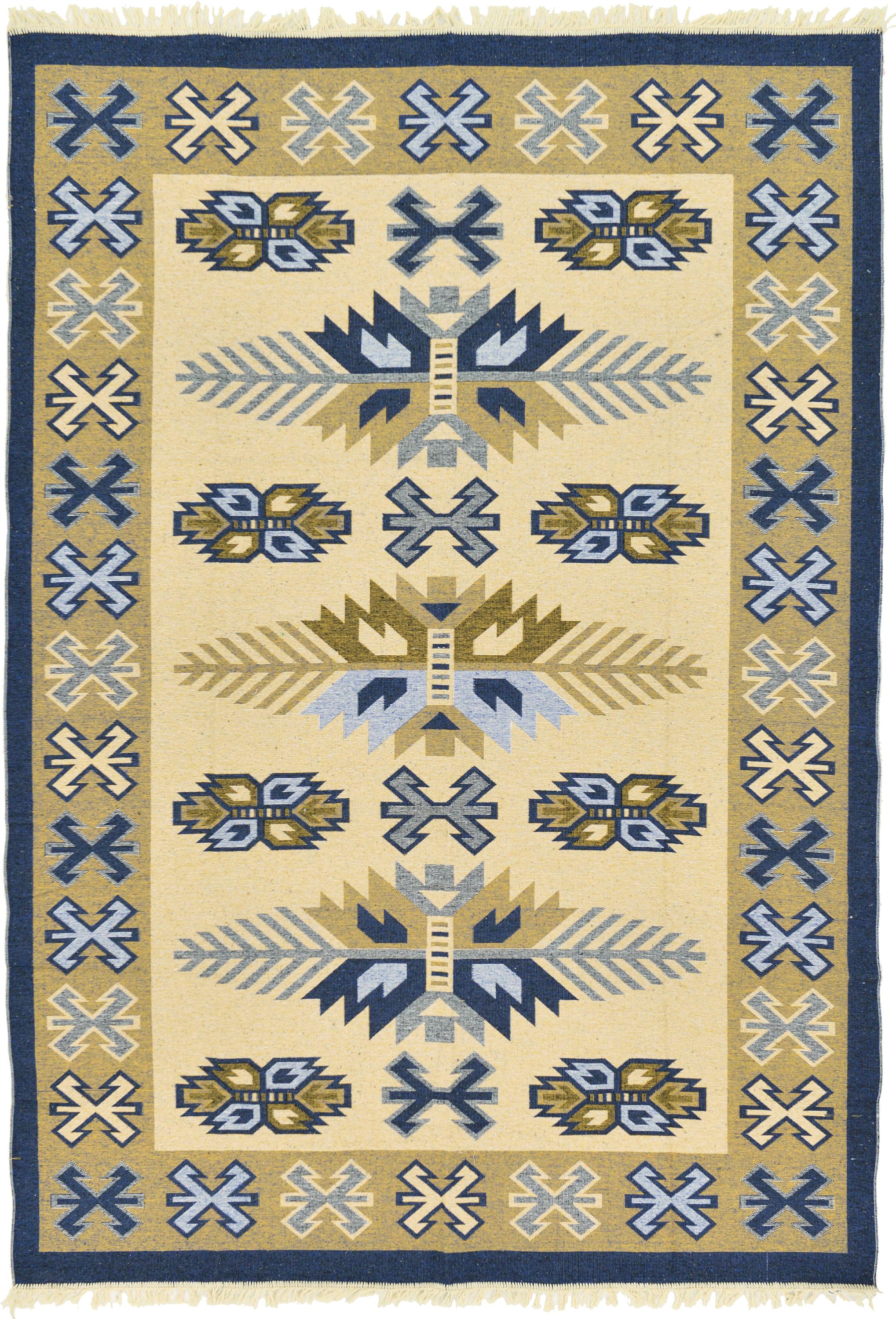 Cream 6' 7 x 9' 3 Kilim Dhurrie Rug eSaleRugs