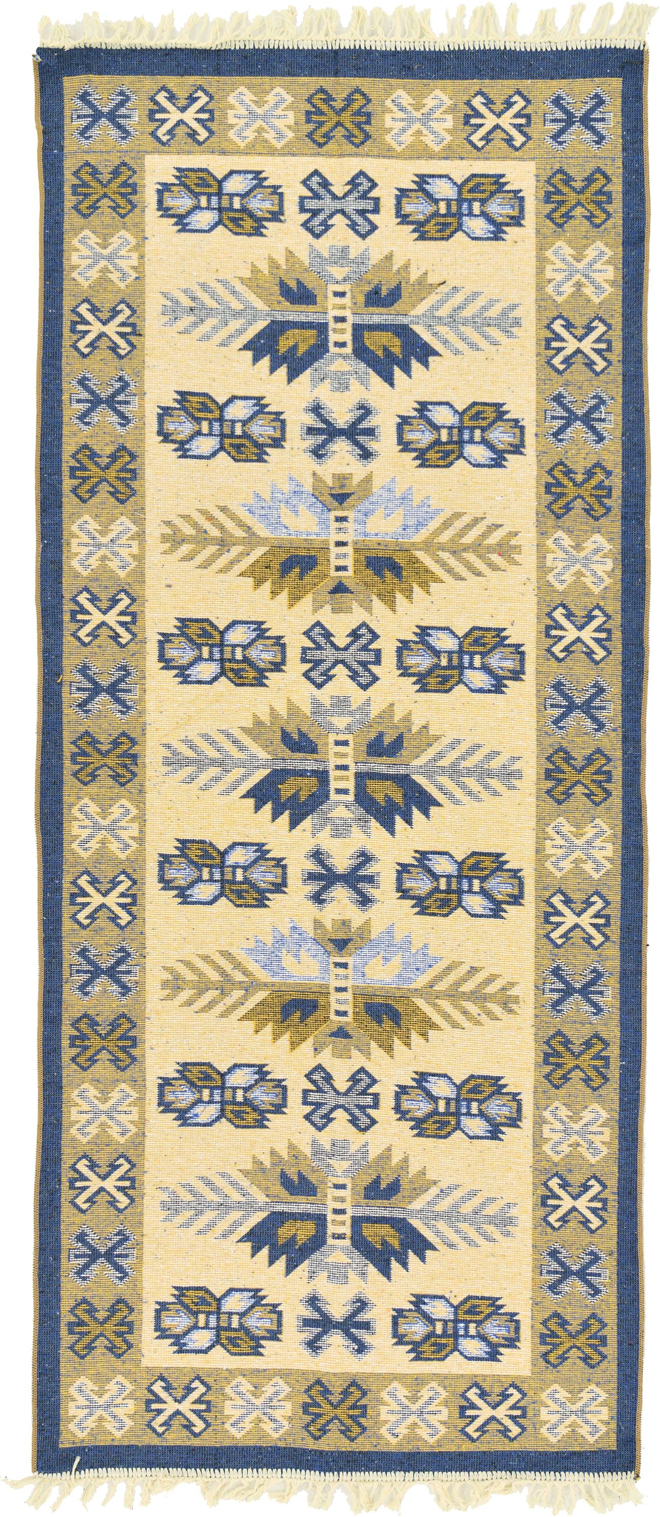 Cream 2' 8 x 6' 3 Kilim Dhurrie Runner Rug iRugs UK