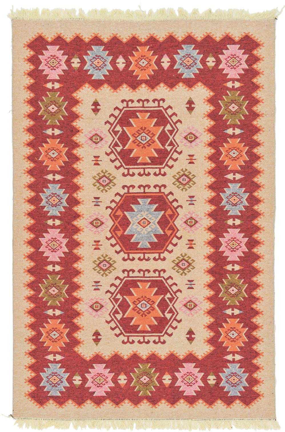 Cream 5' 2 x 7' 9 Kilim Dhurrie Rug iRugs UK