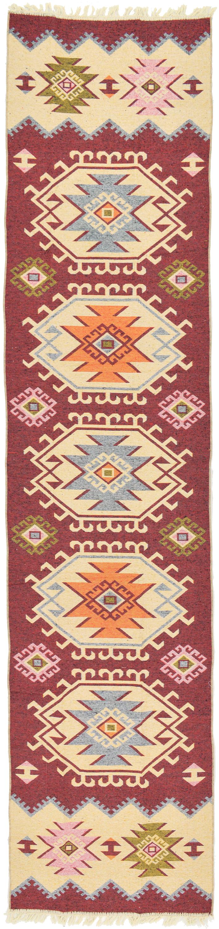 Burgundy 2' 8 x 12' 8 Kilim Dhurrie Runner Rug eSaleRugs