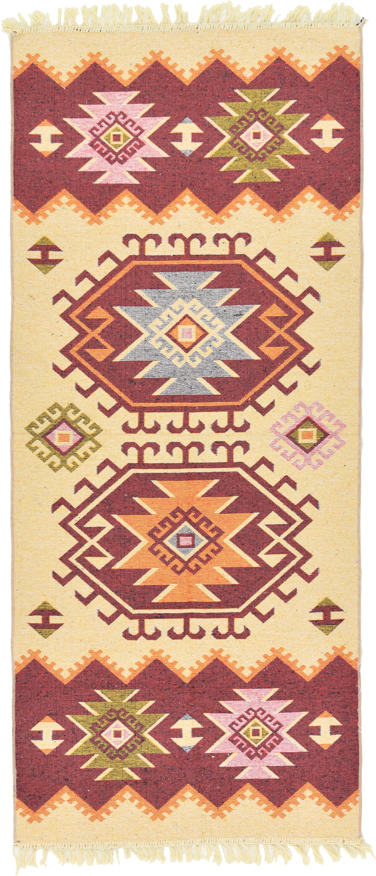 Cream 2' 8 x 6' 4 Kilim Dhurrie Runner Rug Modern Rugs eSaleRugs