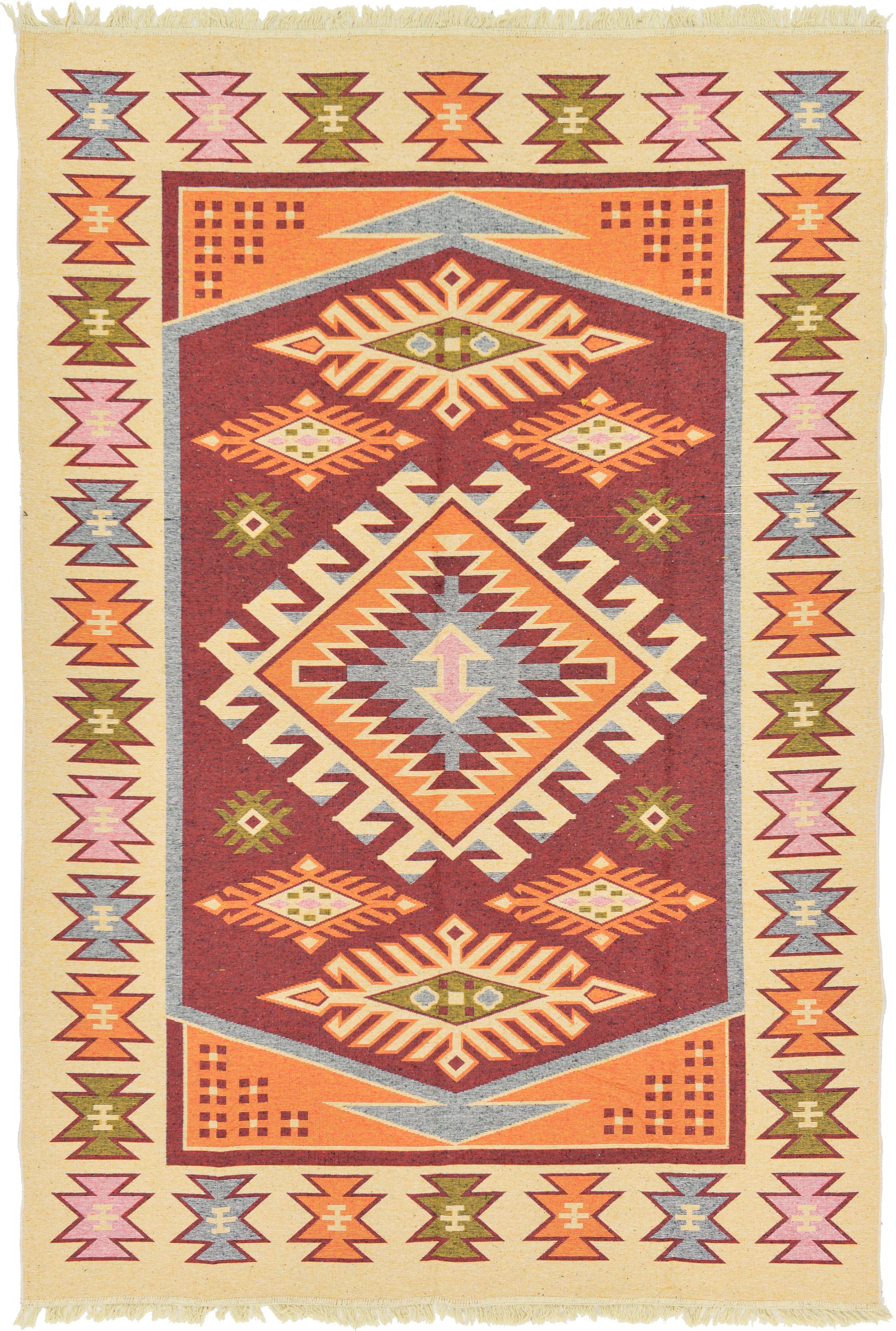 Red 6' 6 x 9' 6 Kilim Dhurrie Rug eSaleRugs