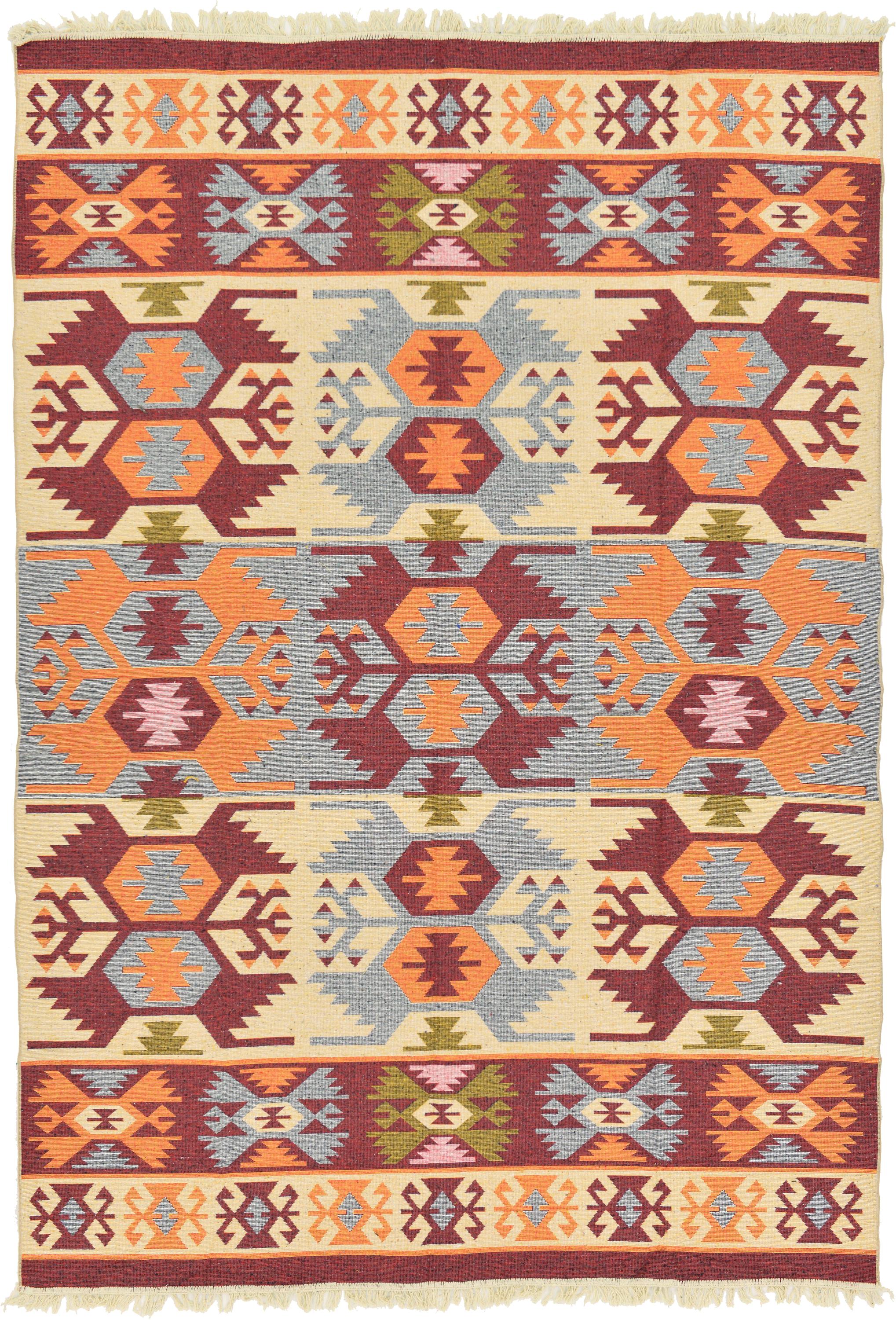 Cream 6' 6 x 9' 3 Kilim Dhurrie Rug eSaleRugs