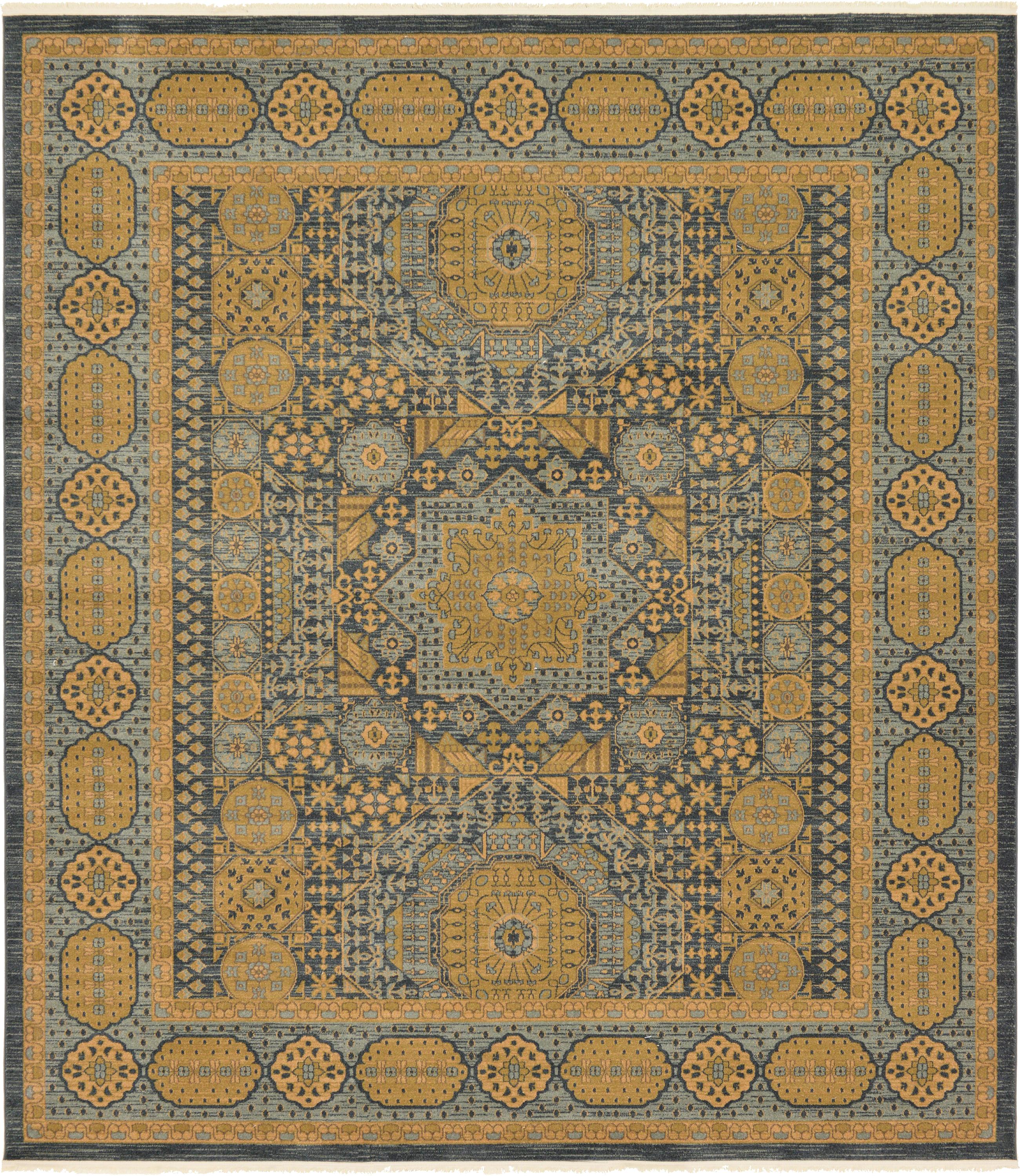 Blue 10 X 11 4 Mamluk Square Rug Erugs