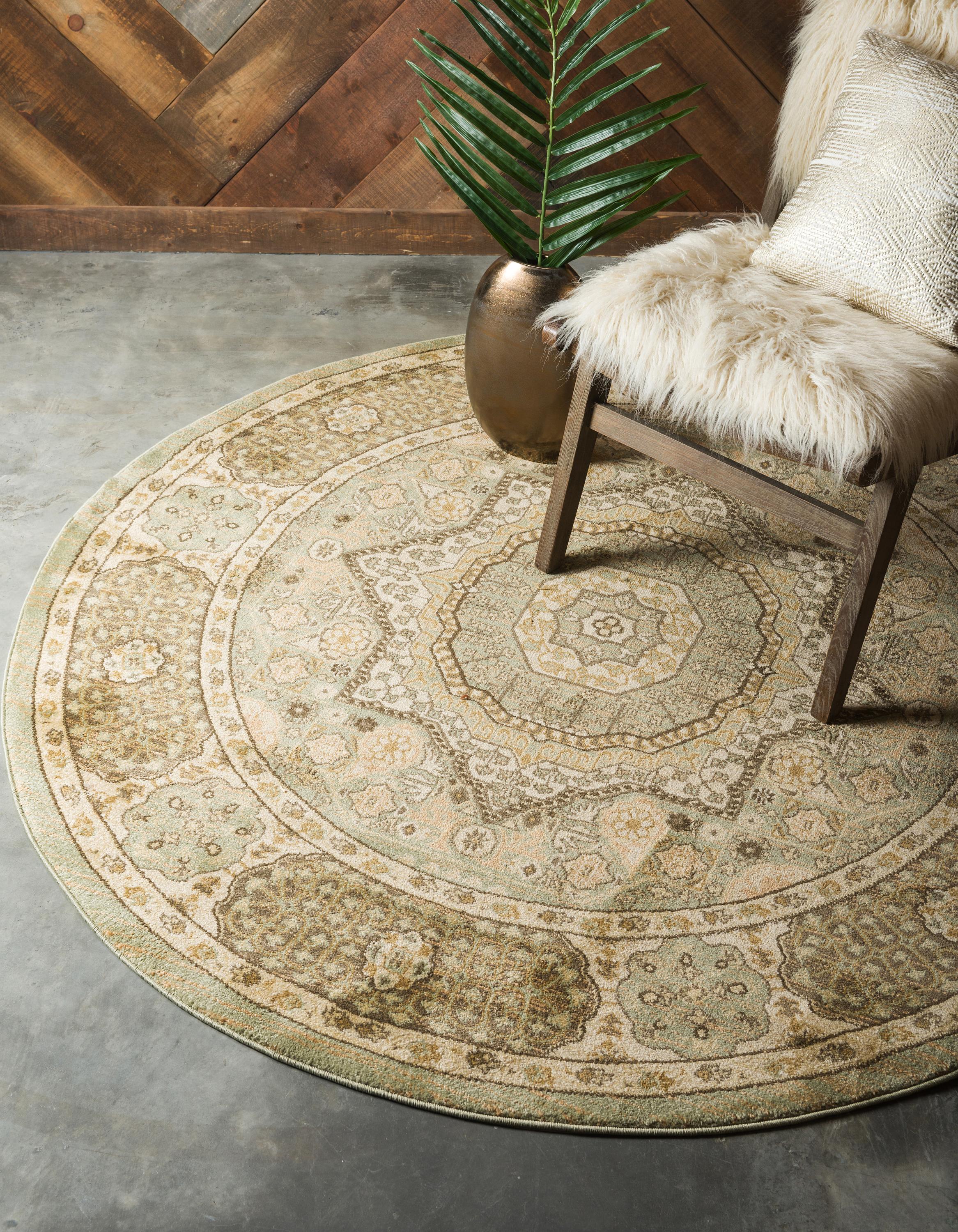 Light Green 6' x 6' Mamluk Round Rug eSaleRugs