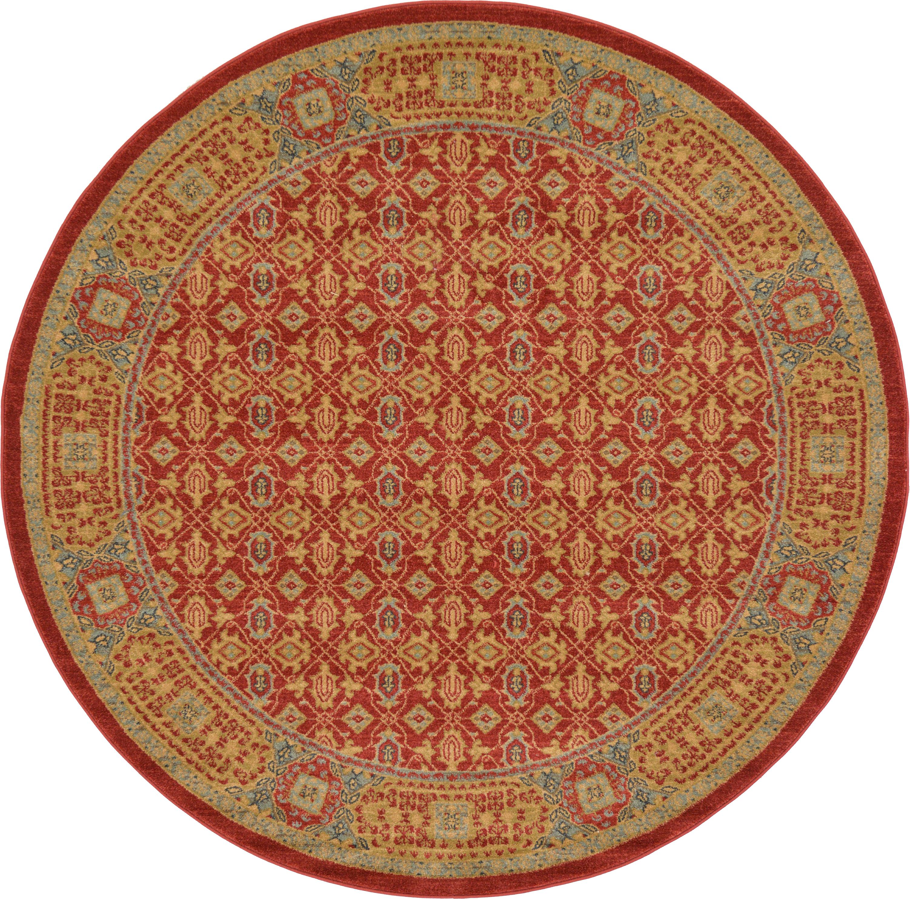 Red 6' x 6' Mamluk Round Rug iRugs UK