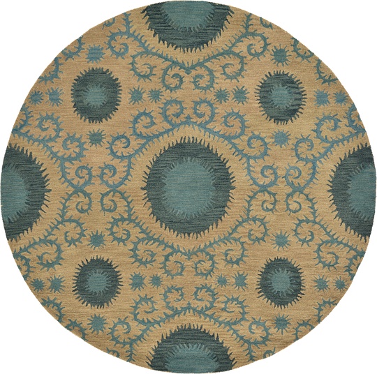 Light Brown 240cm x 240cm Damask Round Rug Area Rugs AU Rugs