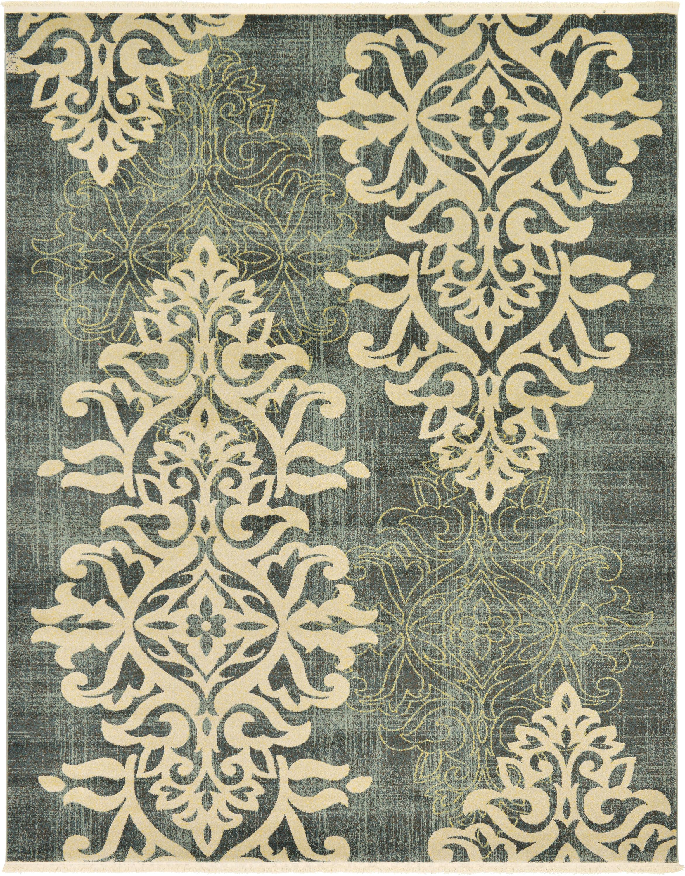 Blue 8' x 10' Damask Rug eSaleRugs