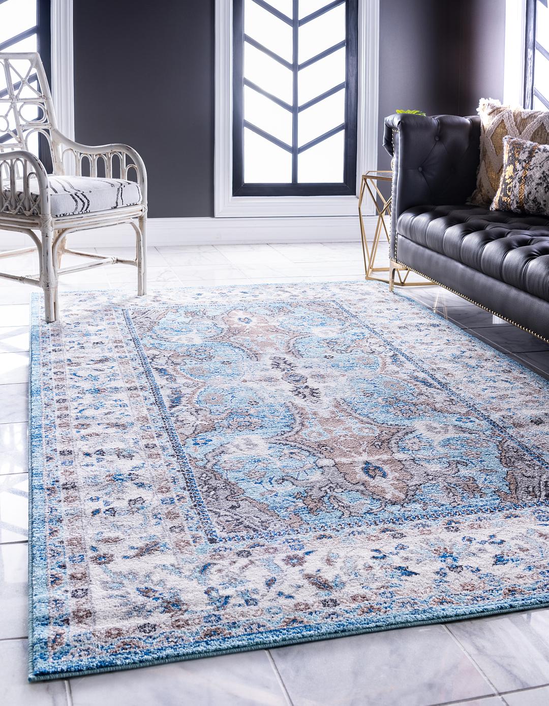 Light Blue 4' x 6' Heritage Rug Area Rugs eSaleRugs