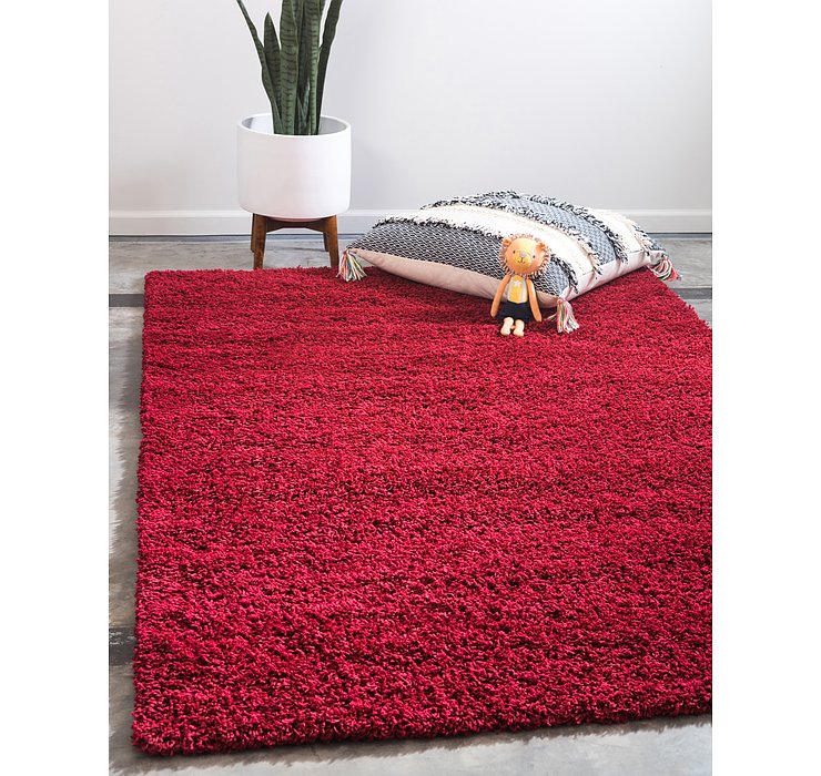  Cherry Red Solid Shag Rug